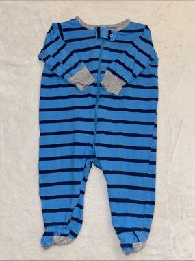 (2 for $10) Gerber Blue Striped Footed One-Piece sleeper for Babies baby boy zip